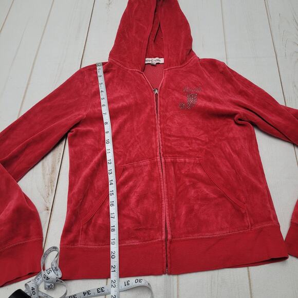 Juicy Couture red bling Shine Juicy Shine studded red velour track jacket - Picture 6 of 11